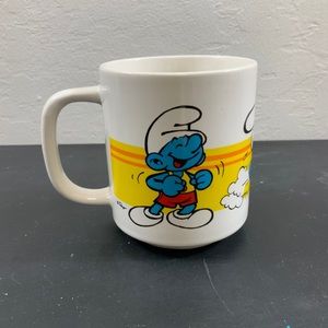 Vintage 1980 Running Smurf Mug Peyo Wallace Berrie
